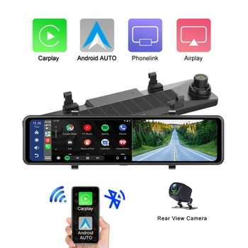 Регистратори на Камера за Задно виждане Wi-Fi Carplay и Android Auto 2 До + 1080 P DVR GPS Навигация на Видео Регистратори на Арматурното табло с два Обектива