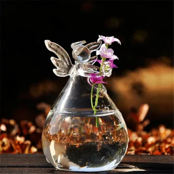11,5 см Ангел Птица 2 елемента Кристална Стъклена Маса Ваза За Цветя, Сватбена Украса на Дома Прозрачен