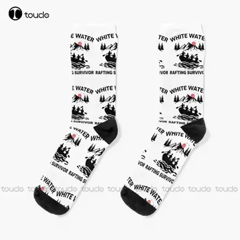 Рафтинг Екип Сал Бяла Вода Гредите Гребло Подарък Чорапи Графични Чорапи Персонализирани Потребителски Унисекс Възрастни Юношески Младежки Чорапи Карикатура