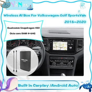 Qualcomm Android Безжичен AI Кутия За Volkswagen Golf SportsVan 2016-2020 Щепсела и да играе Автомобил Smart Box CarPlay Google YouTube