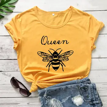 Queen Bee е най-забавната женска тениска Bee Риза ново записване е 100% памук забавна тениска Bee Любовник Ризи queen bee ризи