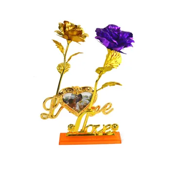 Креативен Подарък Роза Эмулированный Цвете 24-КАРАТОВО Злато Фолио Роза Подарък за Свети Валентин 