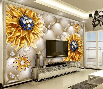 beibehang Потребителски diamond цвете мек пакет стенни тапети украса на всекидневната за декорация на дома фон 3D тапети