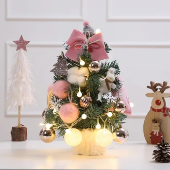 Мини Коледно Дърво Набор От Настолни Занаятчийски Продукти С Подсветка Led Коледна Украса Коледен Подарък Мини Коледна Елха