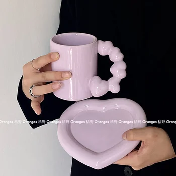 Малка Ниша висок клас Ins Любов Моделиране на Чашата за Кафе с Чинийка Момиче Сърцето си, за Да Дарят Подаръци За Рожден Ден