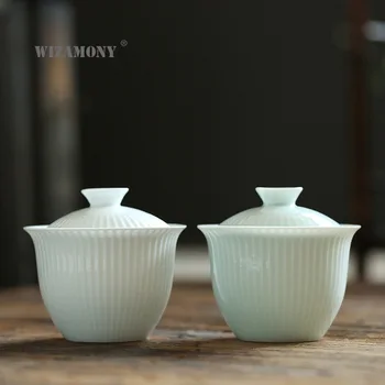 2020 нов тип нефритовая глина сянка зелен Кунг-фу купата на кутията малък размер керамична купа с три таланта чаена чаша бял порцелан на поръчка