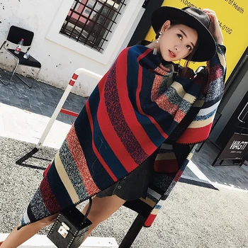 Mingjiebihuo, ново записване, модерен женски дъждобран голям размер, решетеста топъл удобен дебел свободен trend женски шал, пелерина, шал