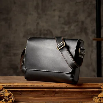 AETOO Оригинална мъжка чанта, чанта през рамо, чанта-месинджър, кожена ежедневна чанта ръчна изработка, чанта-месинджър чанта от телешка кожа, мъжки чанти през рамо