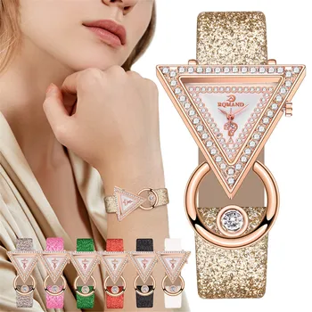 Самоличността на триъгълник часовници дамски кварцов модерен дамски часовник стоманен обръч диамант атмосферното украса на часовника не е водоустойчив