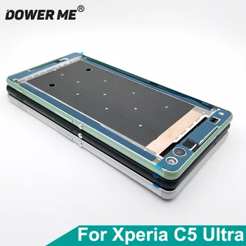 Dower Me Преден LCD Дисплей Средната Рамка на Шасито Bezel Плоча С Лепило Стикер За Sony Xperia C5 Ultra E5553 E5506 6 инча