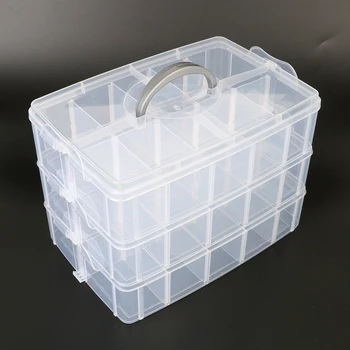 3 Слой На Бижута От Мъниста Организатор Калъф Rangement Прозрачен Контейнер 30 Отделения С Прозрачна Кутия За Съхранение На Пластмасова Кутия