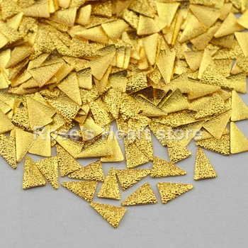 500шт 3d златен метал матиран Дълъг триъгълник на красотата декорации за нокти, декорации за нокти Инструменти За оформяне на Дизайна