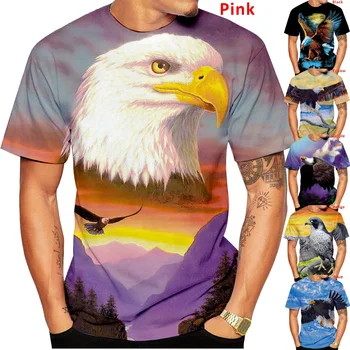 2022 Лятна Нова Мода Готина мъжка тениска с Орел, 3D Печат, който е Кръгъл Отвор, Мъжка Риза с Къс ръкав
