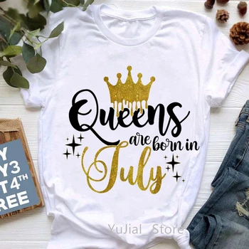 2022 Златна Корона на Кралица са Родени в периода януари-декември Тениска с графичен Принтом Дамска Тениска Femme Подарък за рождения Ден На Върховете