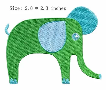 Зелен цветен слон с бродерия ширина 2,8 инча за шиене/ютия / модула