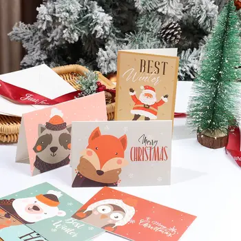 6ШТ Мини Коледна Парти С Плик Сувенири Картичка Весели Коледни Картички Поздравителни Картички