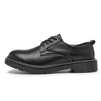 Мъжки Чиста Черни Обувки от естествена кожа за мъже, Офицерская мъжки модельная Бизнес Обувки, сигурно ежедневни износостойкая нескользящая обувки