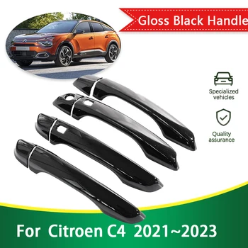 за Citroen C4 MK3 3 C41 2021 2022 2023 Черен Гланц Външна Врата копчето на Кутията Защитни Стикери на Автомобилни Аксесоари За Външността Притурка