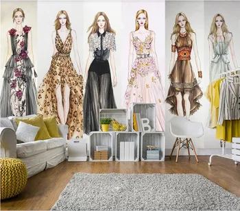 XUESU потребителски тапети, стенни покрития мода момиче магазин за дрехи фризьорски салон фон