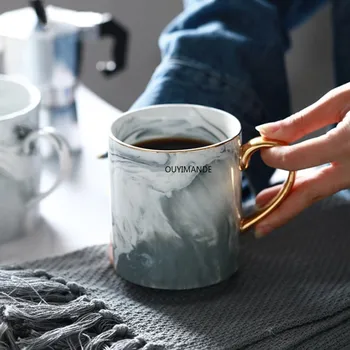 Европейски Стил Творчески Мрамор Зърно пном пен Чаши за Кафе Порцеланова Чаша за Закуска С Мляко Офис Чаена Чаша Посуда за Напитки за Подаръци