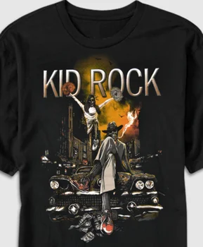 Kid_Rock Черна Тениска с Къс ръкав от 100% памук, Плътен S-3XL
