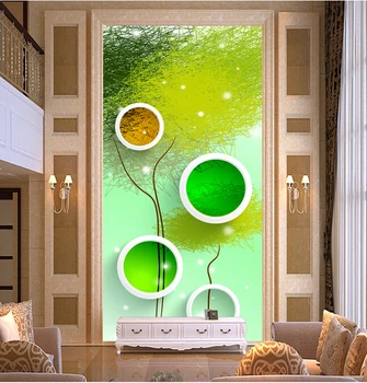 Потребителски 3D - стенописи, естетически абстрактно дърво 3D триизмерна кръг,хол с диван телевизор на стената спалня тапети