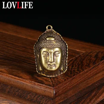 Реколта Латунная 3D виси Етикет с Главата на Буда, Окачване за Ключодържател, Висящи Бижута Аксесоар, Мед Ключодържател Maitreya, Пръстен, Щастливи Талисмани
