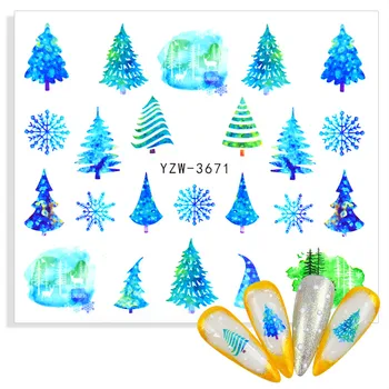 2022 нова година Нов Слайдер за Дизайнер на Ноктите Бяла Синя Снежинка Коледен Лосове Снежен човек Преводна Вода Стикер Стикери Декор на Ноктите