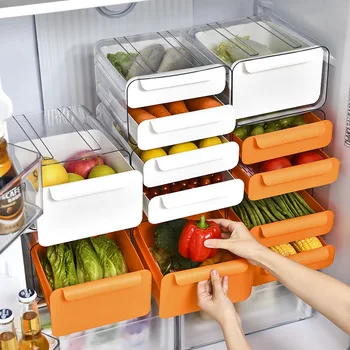 Кухненски Хладилник Органайзер Кутия Кутия За Съхранение на Зеленчуци, Плодове, Месо, Яйца, Кутия за съхранение на Пресни Прозрачен Контейнер Храна