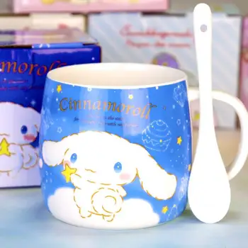 Sanrio Чаша С Голям Капацитет Cinnamoroll Kawaii Чаша За Вода Керамична Чаша За Корема Скъпа Мультяшная Чаша Чаша За Закуска Подарък За Рожден Ден