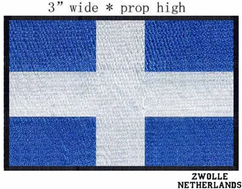 Зволле, Флаг Холандия, нашивка с бродерия ширина 3 инча, за апликация на рокли/яке за мотор/синьо