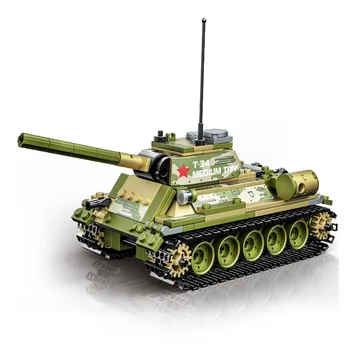 WW2 Военна Модел от Серията на Втората Световна Война Т-34 Е Среден на Основния Боен Танк Войници Строителни Блокове Тухли Играчки за Коледни Подаръци