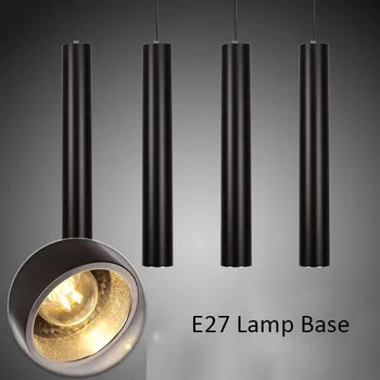 Модерен E27 Цилиндър Тръби LED Окачен Лампа Кухня с Трапезария и Бар-Часова Магазин E27 Притежателя Окачен Лампа Дълга Тръба Окачен Лампа