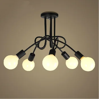 Таван на Американския промишлен Ретро тавана лампа E27, лампа желязна черна боядисана декоративна лампа безплатна доставка