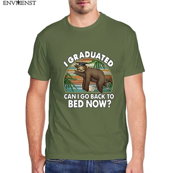 Забавна мъжки t-shirt, завърших, мога ли да се върна в леглото Сега, Лате, Мъжка Риза с Къс Ръкав, Унисекс, висококачествен памучен Новост Риза