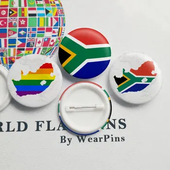 Южна Африка Флаг Карта Купа Копчета безопасни Игли ЛГБТ Гей Дъгова Гордост Купа Бутони-Икони