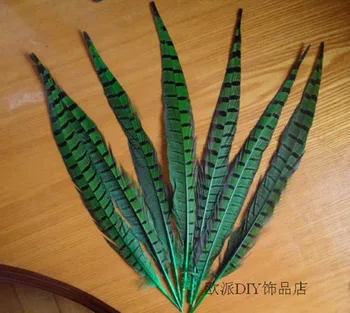 100шт 30-35 см, оцветени зелено Естествен истински фазан опашката перушина перо на едро за домашно парти сватбена украса на масата