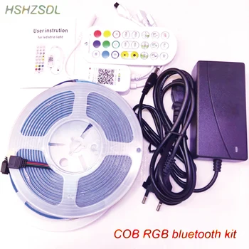 12V 24V RGB COB Led Лента Bluetooth 24key Дистанционно Управление power Kit 756LED/m 5 M 10 m по-Високата плътност на Гъвкава Led лента умен Декор