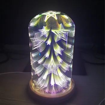 Фойерверки Звезда сърце 3D лека нощ Стъклен Магически Маса с Настолна Лампа LED USB Творческа Атмосфера Осветление Като детски Играчки, подаръци за жени
