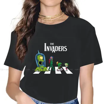 The Invaders Crosswalk Дамски Тениски Нашественик Zim Козметична Реколта Дамски Дрехи Са Памучни Графични Върховете