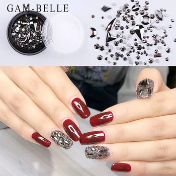 GAM-БЕЛ, 1 кутия, смесени 3D Кристали, декорации за нокти, Камъни, Цветни Кристални скъпоценни Камъни, Блестящи Аксесоари за маникюр, Мъниста