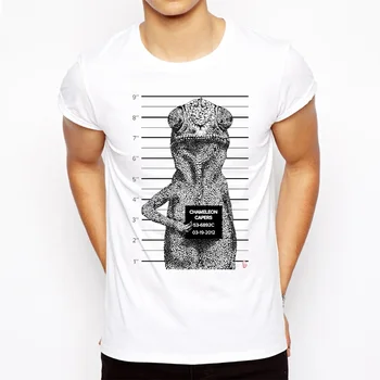 Мъжки Летни Стръмни Върхове, Ежедневни удобна тениска с кръгло деколте и принтом хамелеон с Къс ръкав, Модни брандираната тениска 2022, Готин дизайн