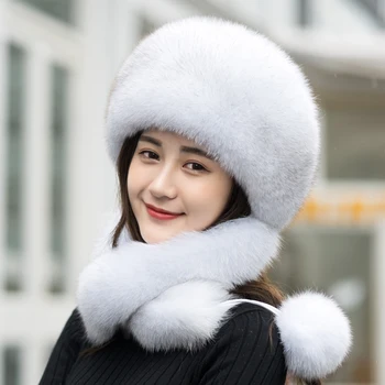 Капачка от лисьего кожа на жените в есенно-зимната корейската версия на приливите и отливите дивия североизток монголски национален Фън шуй кожа шапка дамски зимни