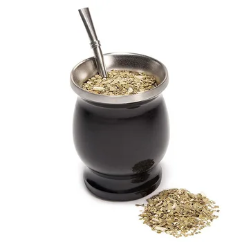 Yerba Mate от естествена тиква /Комплект чаени чаши 320 мл с соломинкой, четка за почистване, неръждаема стомана, двустенни, лесен за почистване