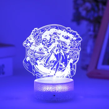 Genshin Impact Аниме Yae Miko лека нощ 3D Led Залез Настолна Лампа Дете на Червен За Стая Илюзия Вечерни Декор Фестивал Подарък За Рожден Ден
