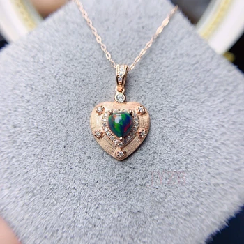 Опаловое дамско Колие сърце от опал сребро ключица верига цвят съкровище изискан подарък медальон