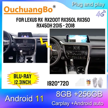 Ouchuangbo Авто Радио GPS За 12,3 Инча Lexus RX RX200t Rx350L Rx350 Rx450h 2016-2018 мултимедиен плейър Стерео 8 + 256 GB