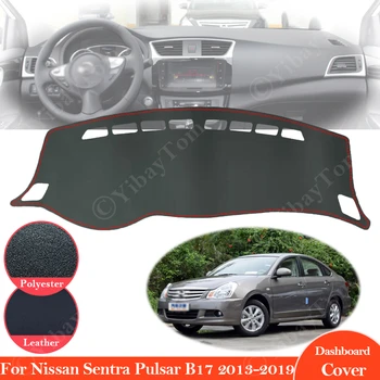 За Nissan Sentra B17 2013 ~ 2019 Pulsar Sylphy Противоскользящий Кожена Подложка Тампон Върху таблото на сенника Аксесоари за Dashmat 2016 2017