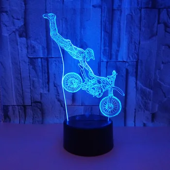 Мотоциклетни Каскади 3D Настолна Настолна лампа С Дистанционно Сензорен Ключ 7 Цвята Промяна Лампа 3D Лампа Новост Led Нощни лампи Led Светлина