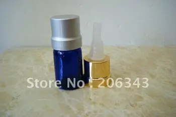 бутилка етерично масло син цвят с обем от 5 мл с пластмасов капкомер и алуминиеви капачки за козметични опаковки